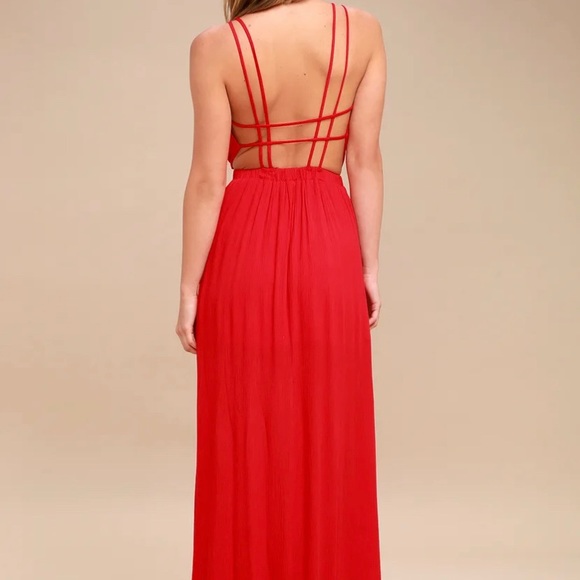 Lulus Lost In Paradise red maxi dress - Picture 3 of 6